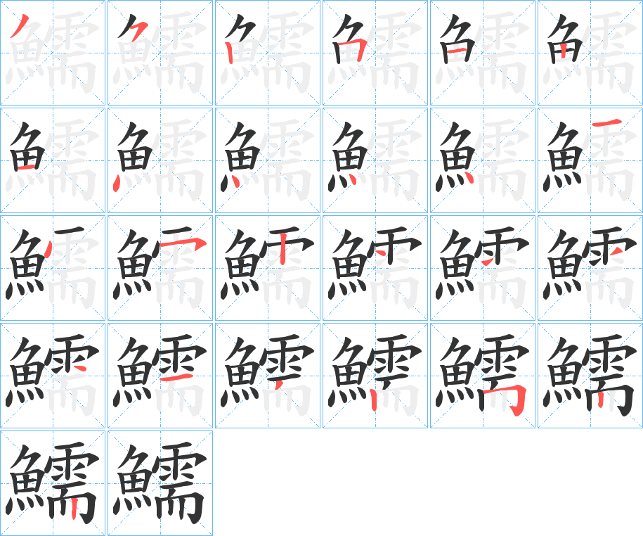鱬字的笔顺