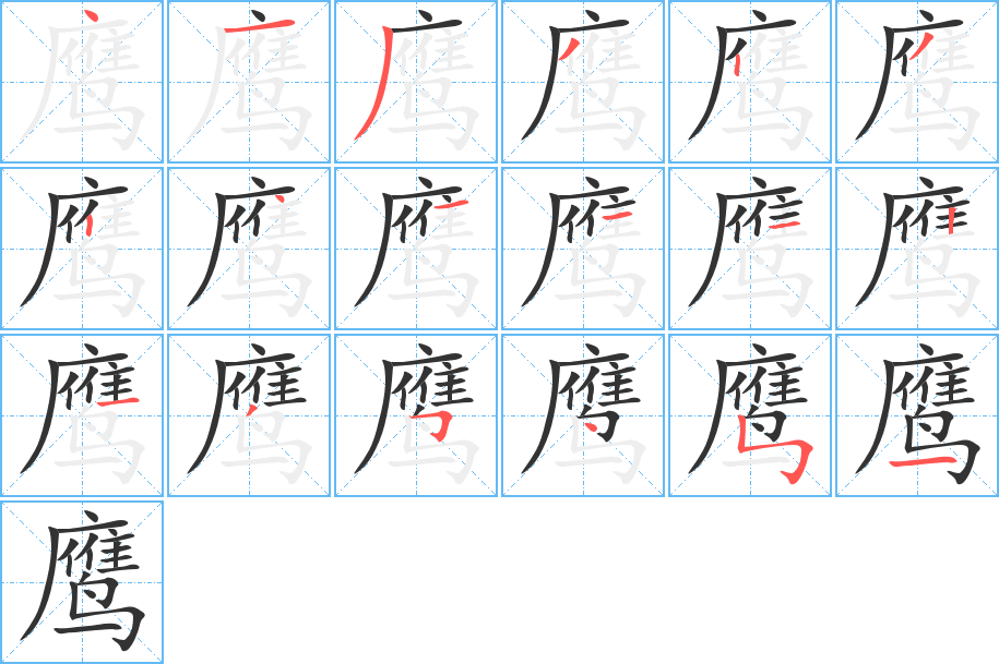 鹰字的笔顺